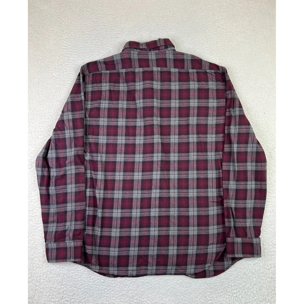 Banana Republic Shirt Mens 2XL‎ Red Gray Plaid Slim Untucked Fit Fall 2022